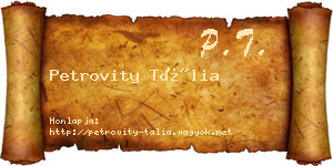 Petrovity Tália névjegykártya